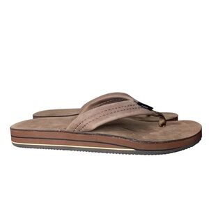 Rainbow Dark Brown Double Layer Premier Leather Flip Flop Sandals Men’s 8.5-9.5